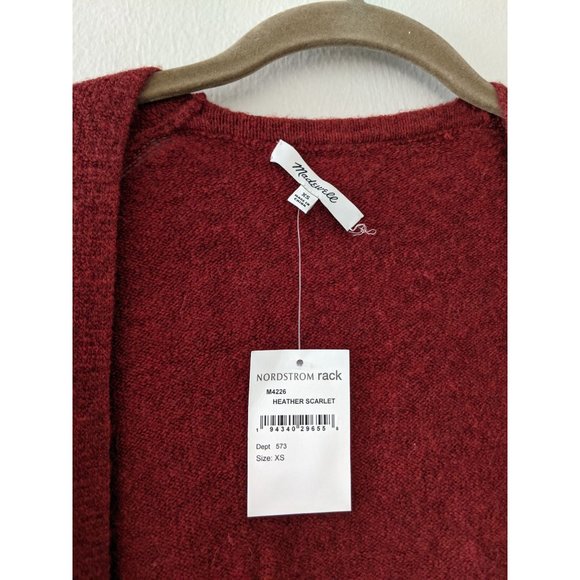 NWT Madewell Cozy Short Walking Cardigan Heather Scarlet XS Red - Picture 5 of 9